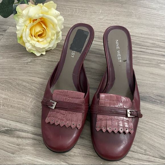 Nine West maroon mule kitten heels size 8 - Picture 1 of 9